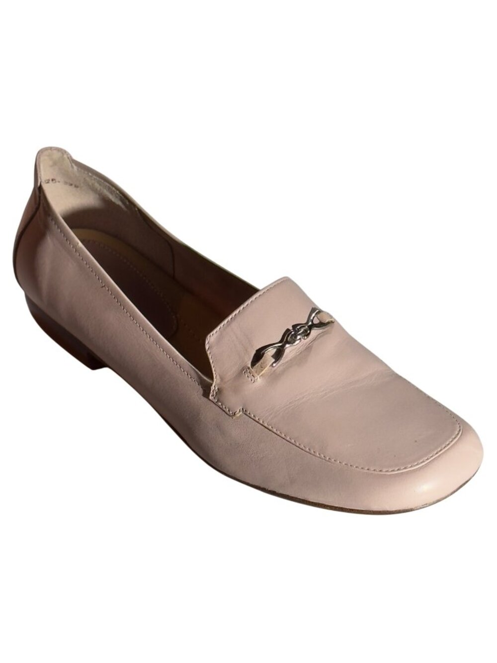 TROTTERS Womens Pink Leather Loafers Silver-tone Metal Chain Accent Stacked Heel